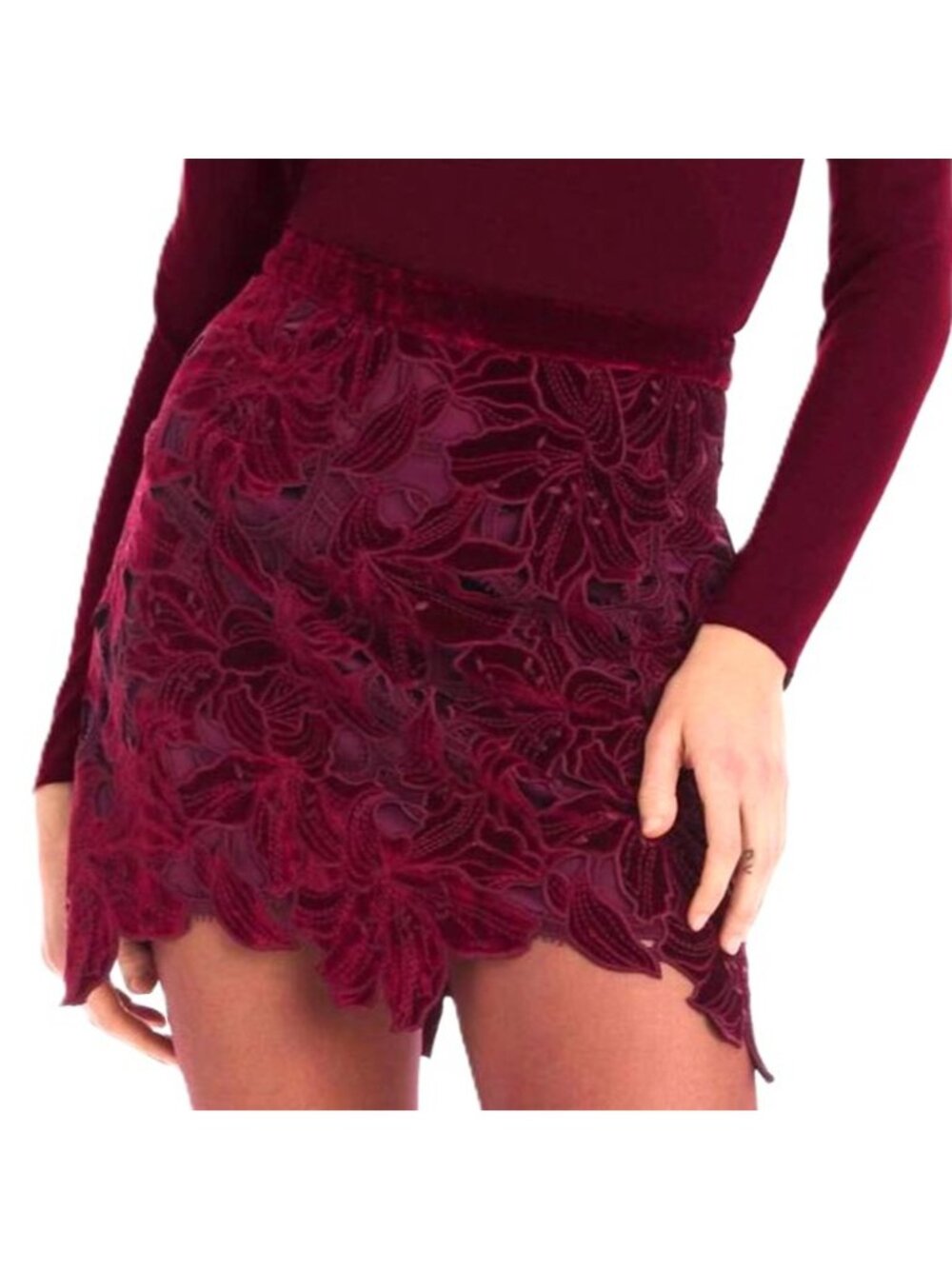 Allison New York Martina Mini Skirt in Oxblood Size Extra Small New